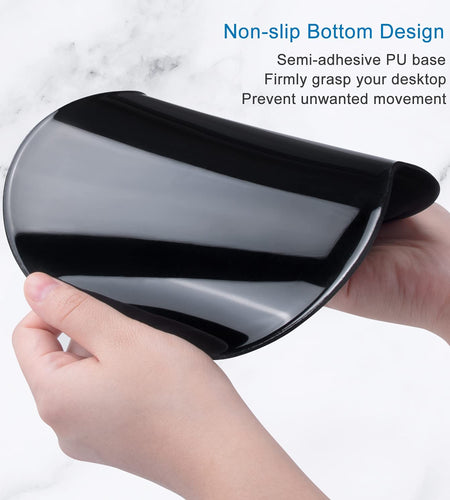 Mouse Pad, Ergonomic Mouse Pad with Gel Wrist Rest Support, Gaming Mouse Pad with Lycra Cloth, Non-Slip PU Base for Computer, Laptop, PC, Home, Office & Travel, Black