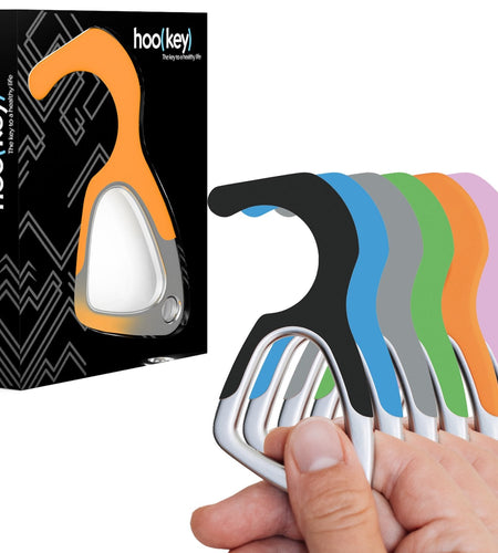 6 Pack of hoo(key)™ - The Only Patented Antimicrobial Silicone No-Touch Keychain Tool - Value Pack Deal