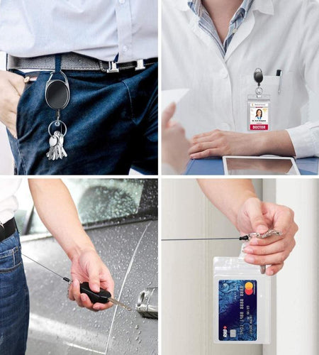 Retractable hoo(key) Keychain Holder and Waterproof Badge ID Card Holder