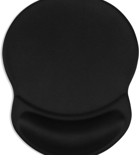 Mouse Pad, Ergonomic Mouse Pad with Gel Wrist Rest Support, Gaming Mouse Pad with Lycra Cloth, Non-Slip PU Base for Computer, Laptop, PC, Home, Office & Travel, Black