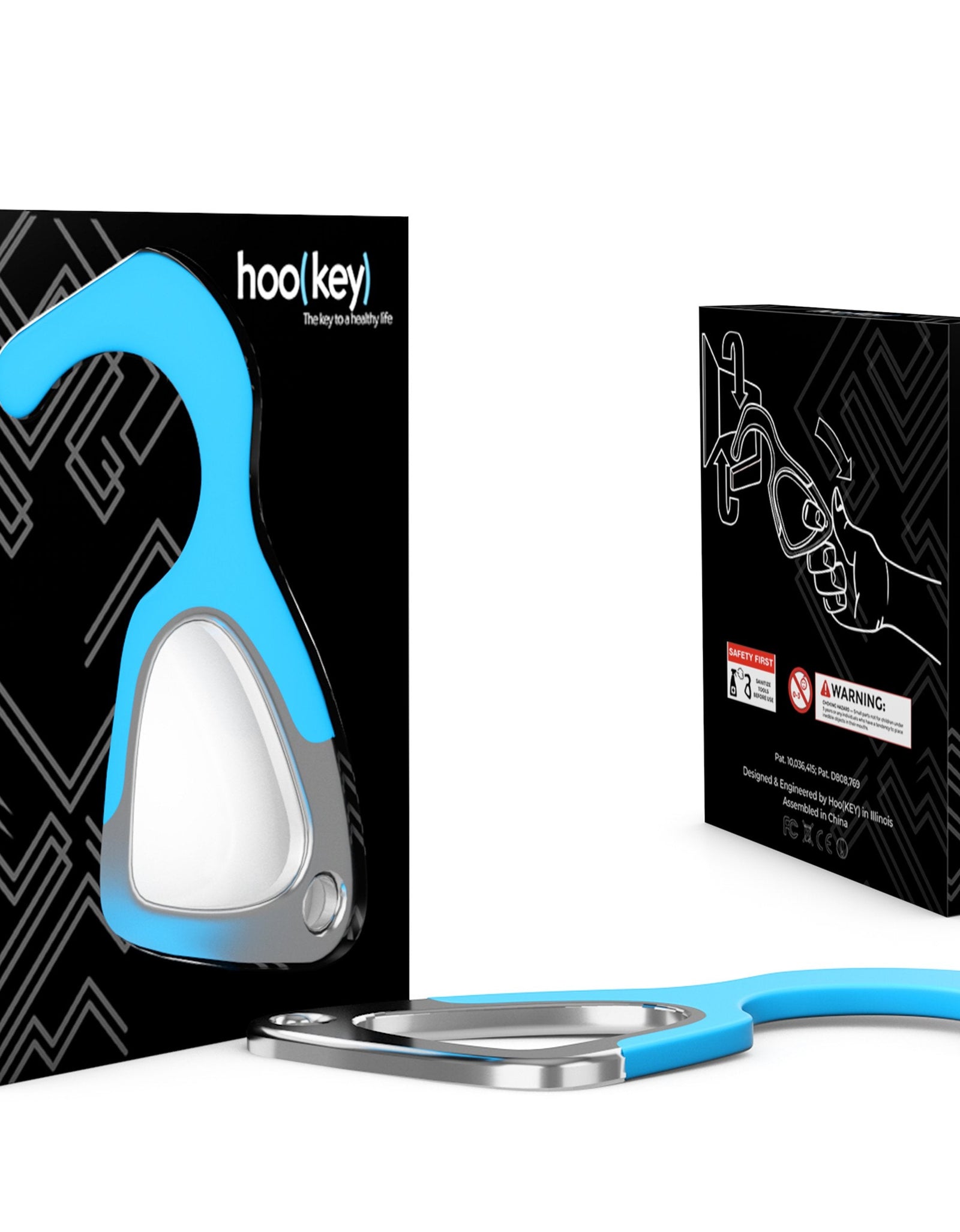 6 Pack of hoo(key)™ - The Only Patented Antimicrobial Silicone No-Touch Keychain Tool - Value Pack Deal
